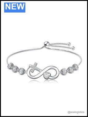 925 Sterling Silver Infinity Heart Bracelet Adjustable Link Chain